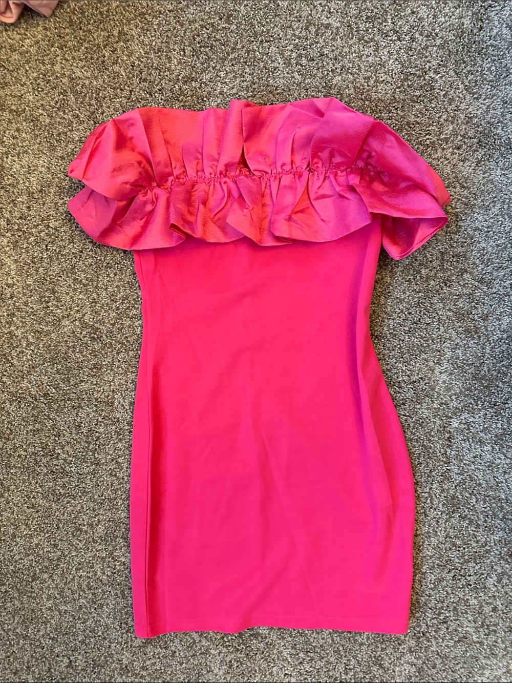Unk Fuchsia Off-Shoulder Ruffle Mini Dress